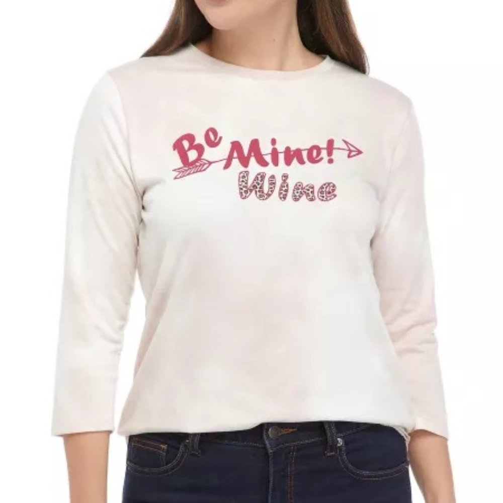New Directions Studio Women’s Shirt 3/4 Sleeve Crew Neck Graphic Print Top NWT